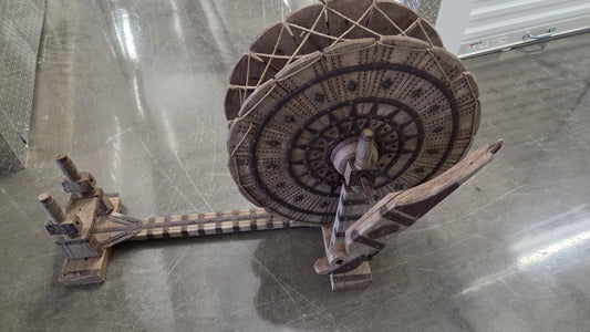 Antique Charkha T-frame Spinning Wheel Large Wood Tool for Cotton