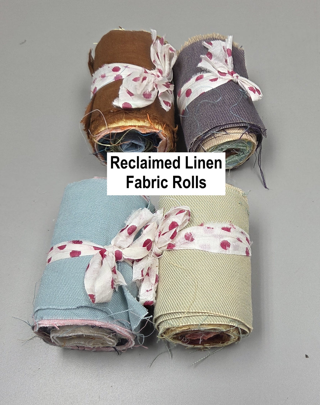 Linen Fabric Rolls - Reclaimed Dress Fabrics - 10 Yards x 3" rolls. Various Colors.