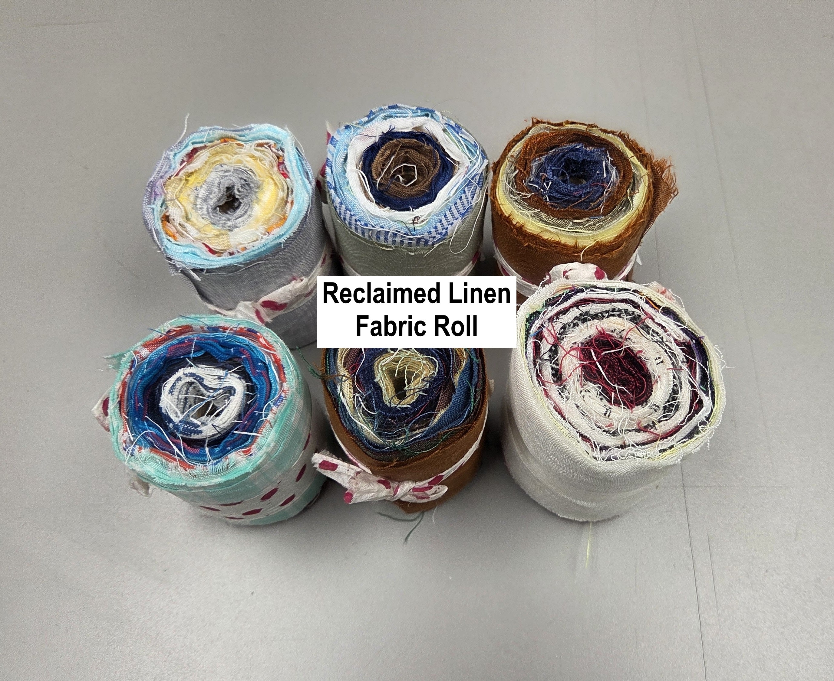 Linen Fabric Rolls - Reclaimed Dress Fabrics - 10 Yards x 3" rolls. Various Colors.