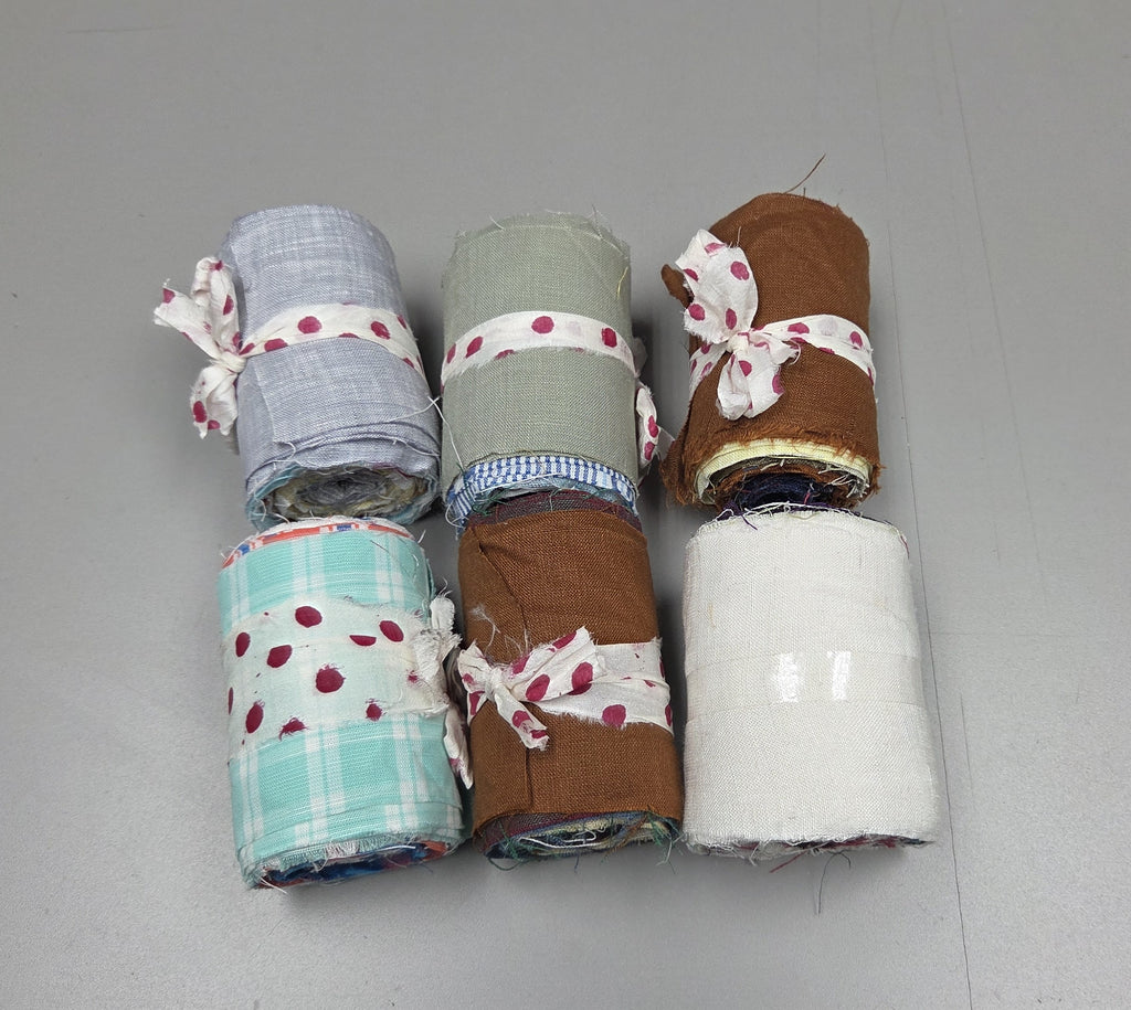 Linen Fabric Rolls - Reclaimed Dress Fabrics - 10 Yards x 3" rolls. Various Colors.