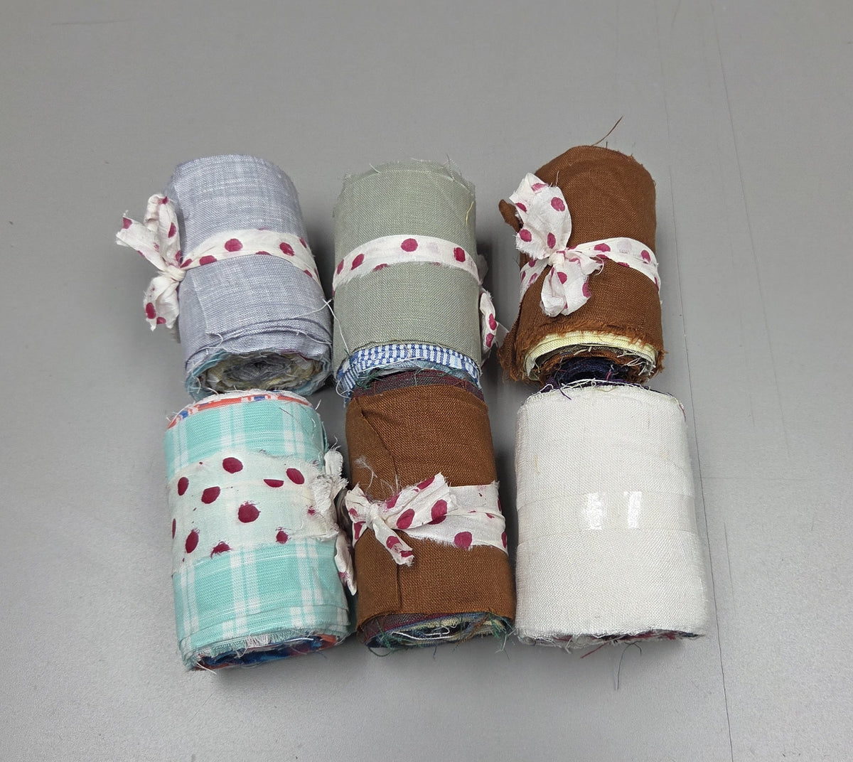 Linen Fabric Rolls - Reclaimed Dress Fabrics - 10 Yards x 3" rolls. Various Colors.