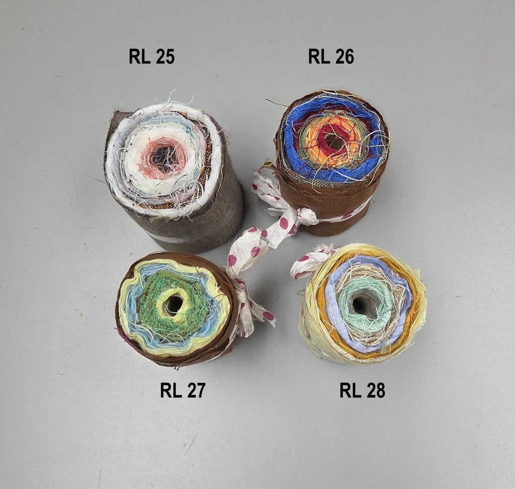 Linen Fabric Rolls - Reclaimed Dress Fabrics - 10 Yards x 3" rolls. Various Colors.