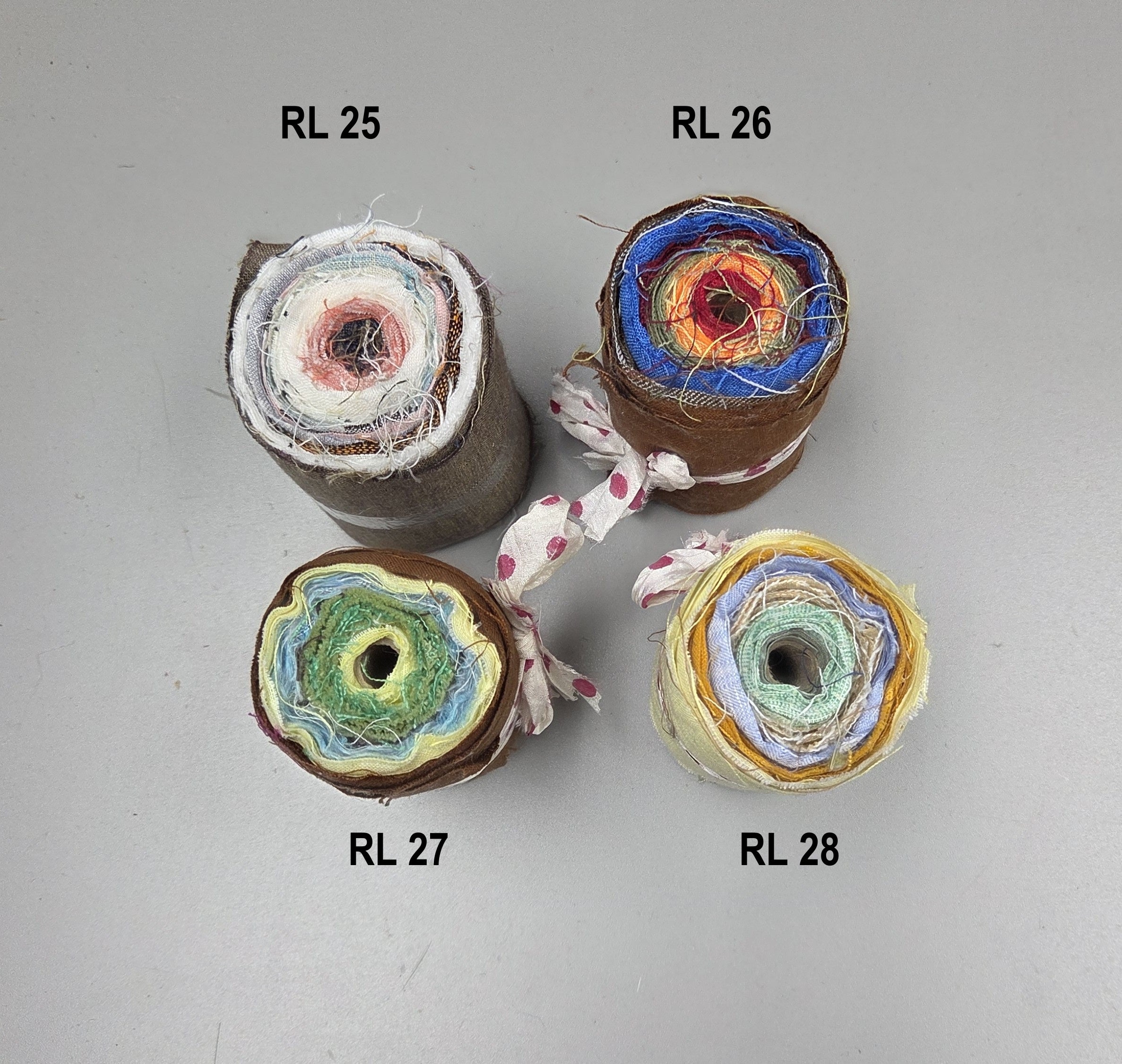 Linen Fabric Rolls - Reclaimed Dress Fabrics - 10 Yards x 3" rolls. Various Colors.