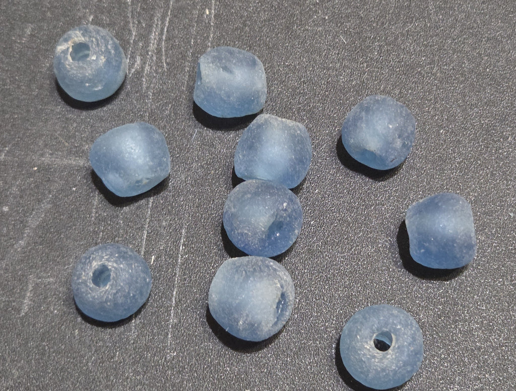 Beads Reclaimed Glass. Set of 10. Sea Glass Size 10mm.