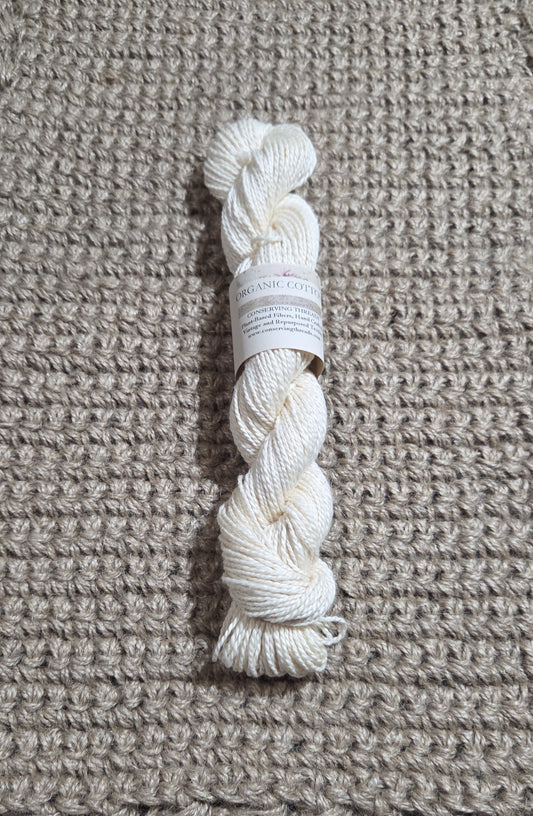 Organic Cotton Yarn. USA Grown. Fingering Weight - 110 Yards Skein