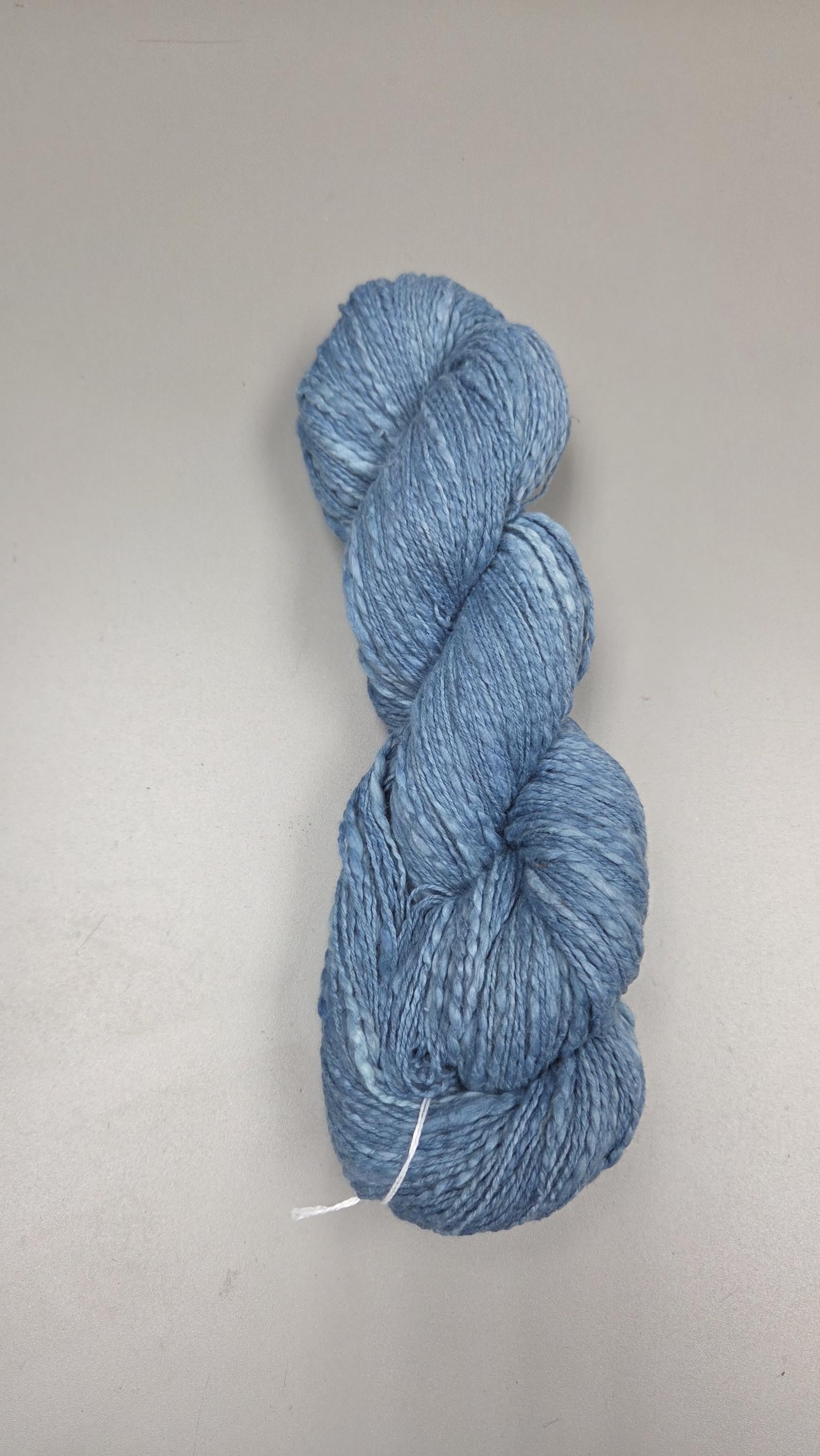 Cotton Yarn, Hand Spun, 2 Ply, Indigo Blue, Fingering Weight. Natural. 320 Yards.