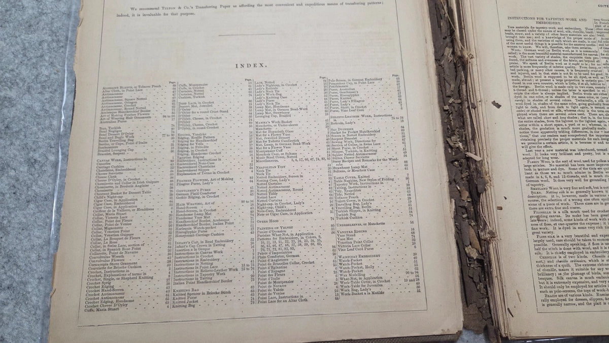 1855 Frank Leslie's Portfolio Fancy Needlework Ed. Mrs. Stephens Lace Chart Art