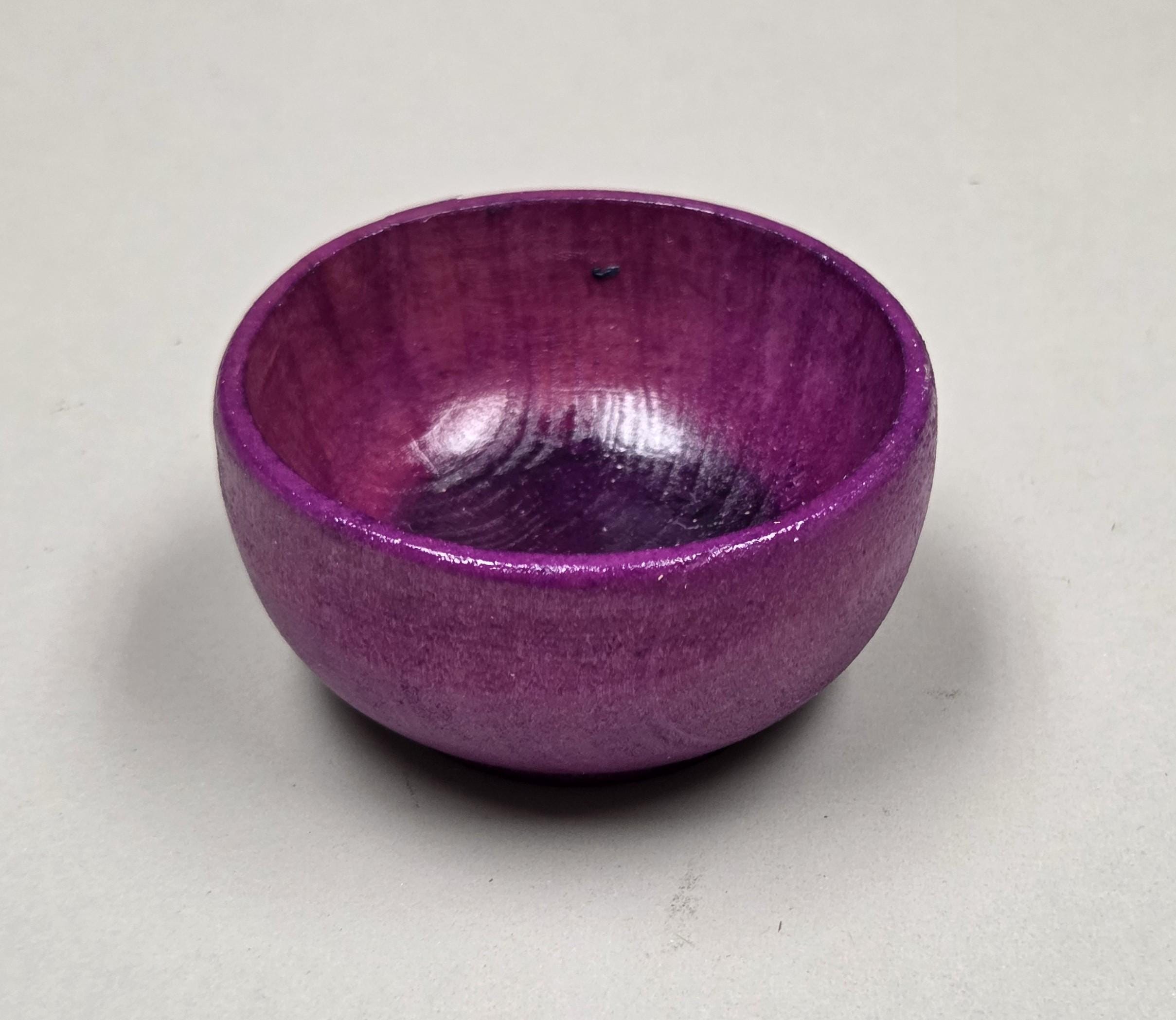 Spin Cotton Fiber Kit. Natural Upland Cotton Sliver. Hand-Painted Wood Support Bowl and Brass Tahkli Spindle. Purple