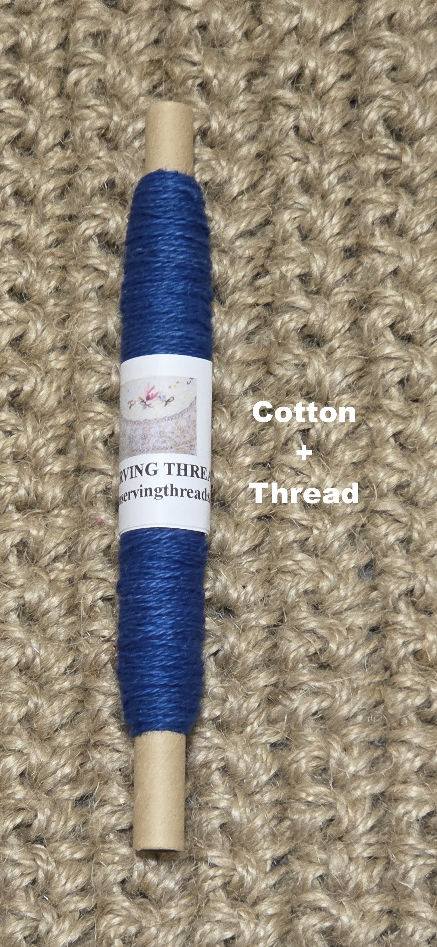 Thread Cotton + Hemp Blend, 25 Yards Spool. Blue.