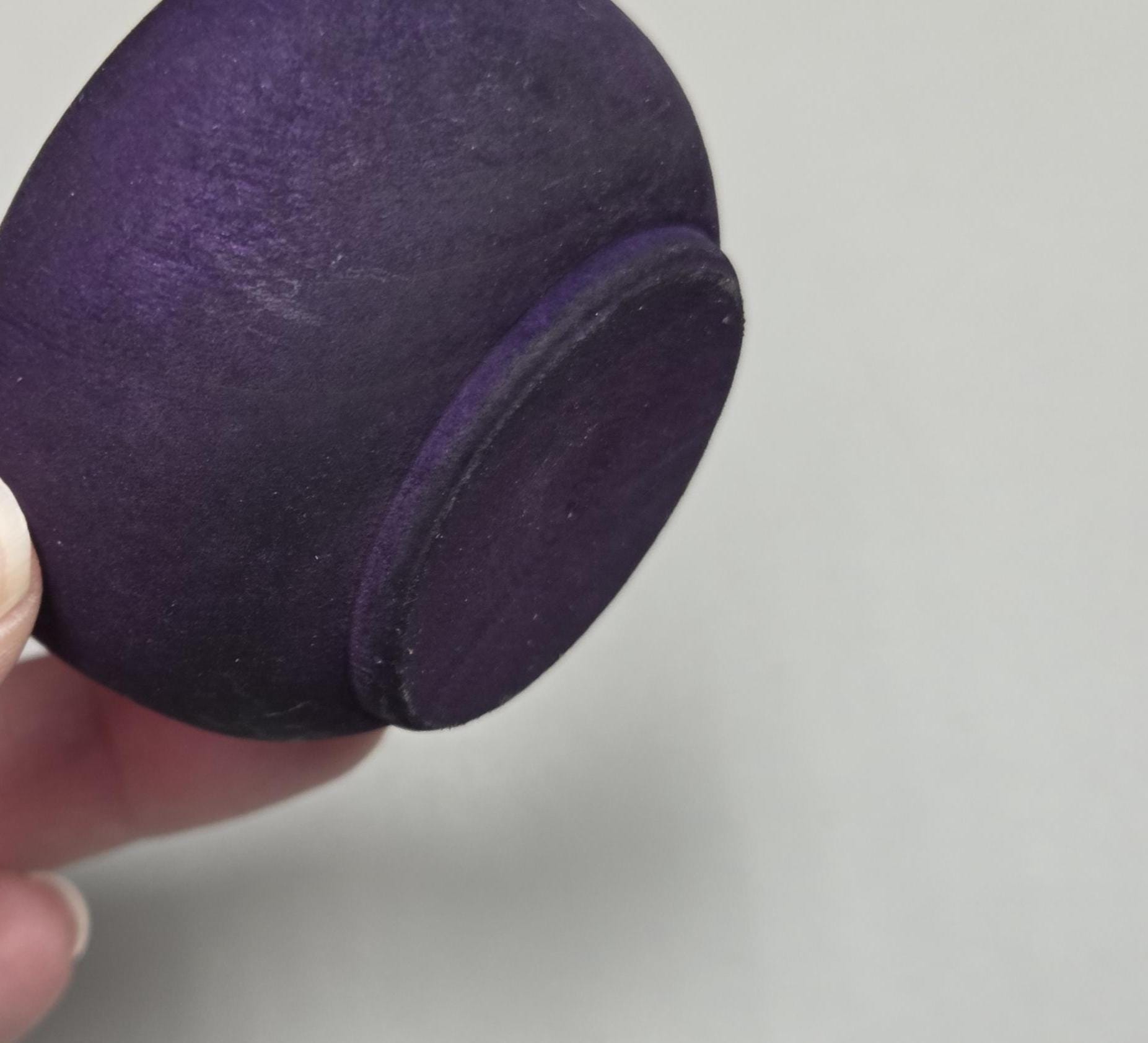 Spin Cotton Fiber Kit. Natural Upland Cotton Sliver. Hand-Painted Wood Support Bowl and Brass Tahkli Spindle. SK3 Dark Purple