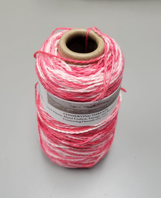 USA Cotton Yarn, Small Batch Dyed Variegated Red. Fingering Weight. 340 Yards. Cone