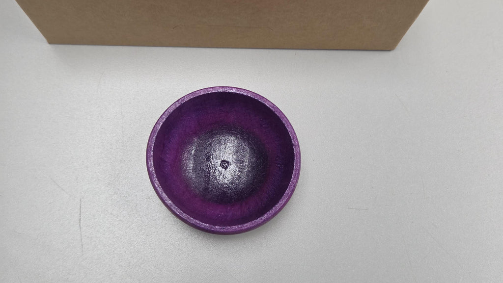 Spin Cotton Fiber Kit. Natural Upland Cotton Sliver. Hand-Painted Wood Support Bowl and Brass Tahkli Spindle. SK46 Purple