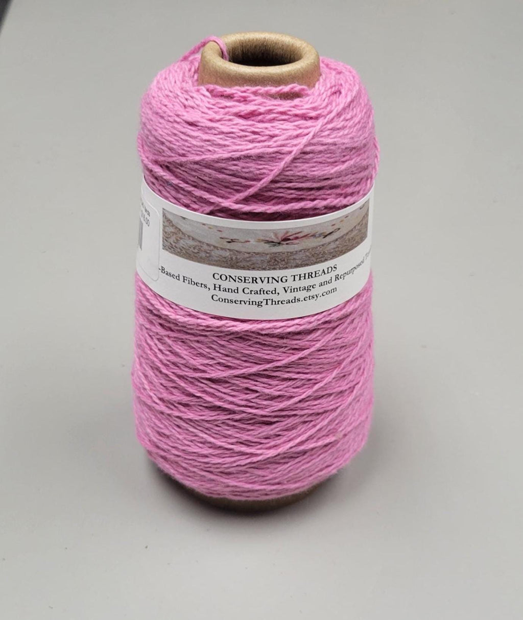 USA Cotton Yarn, Small Batch Dyed Pink. Fingering Weight. 340 Yards. Cone