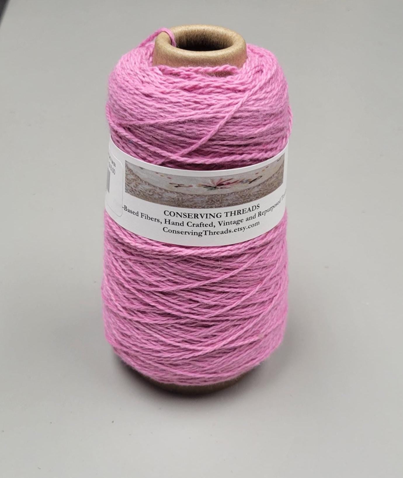 USA Cotton Yarn, Small Batch Dyed Pink. Fingering Weight. 340 Yards. Cone