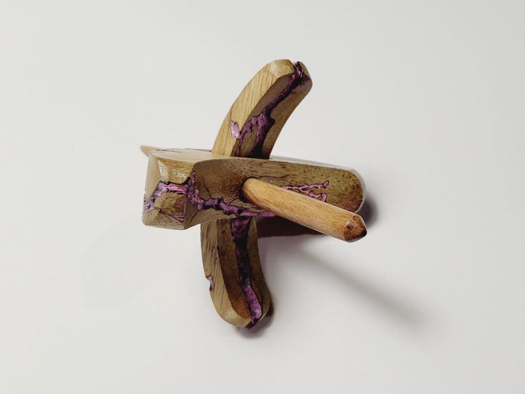 Spindle, Hand-Carved Bottom Whorl Style, Reclaimed Mango Wood (Small Pink Burl)