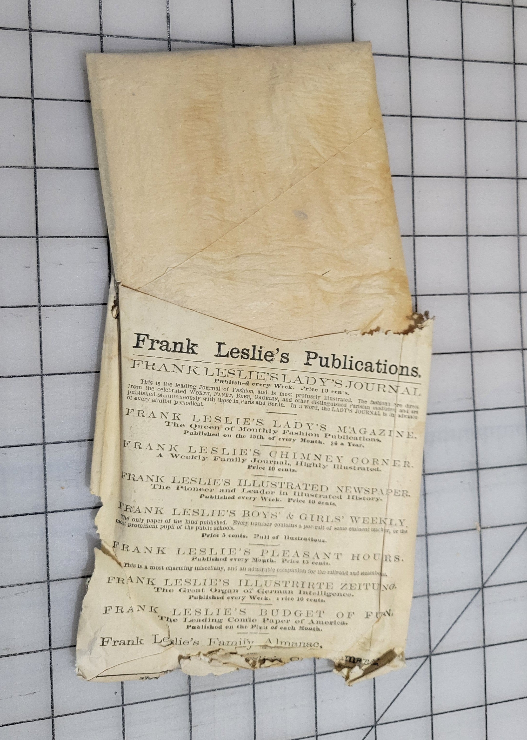 Frank Leslie's Lady's Cut Paper Pattern #67 1870s Miss Sacque Age 14 Original