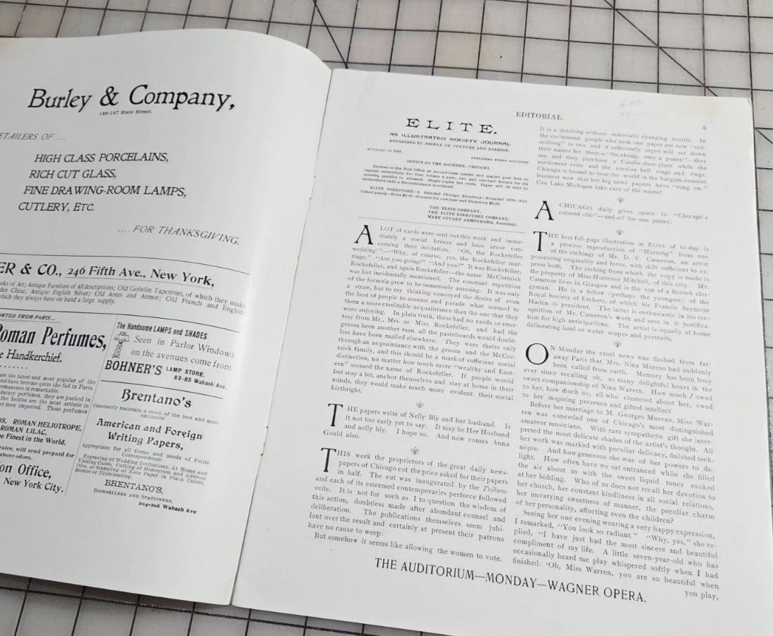 Elite The Illustrated Society Journal 1895 November 16 Chicago Fashion Culture