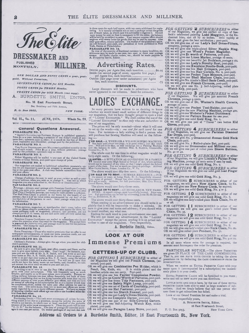 The Elite Dressmaker and Milliner, 1878 June, Vol 2 No 11, E-book INSTANT DOWNLOAD.📥