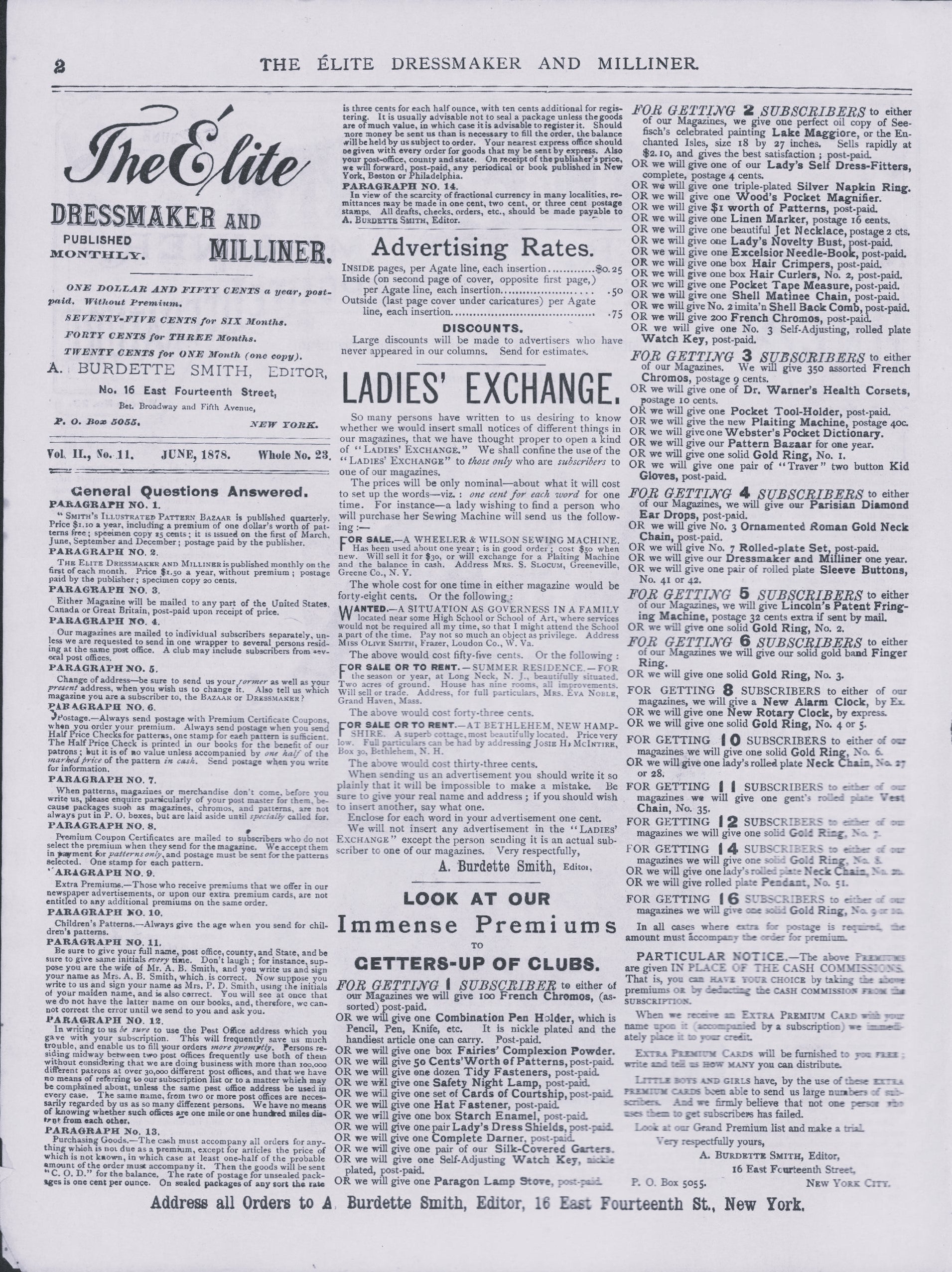 The Elite Dressmaker and Milliner, 1878 June, Vol 2 No 11, E-book INSTANT DOWNLOAD.📥