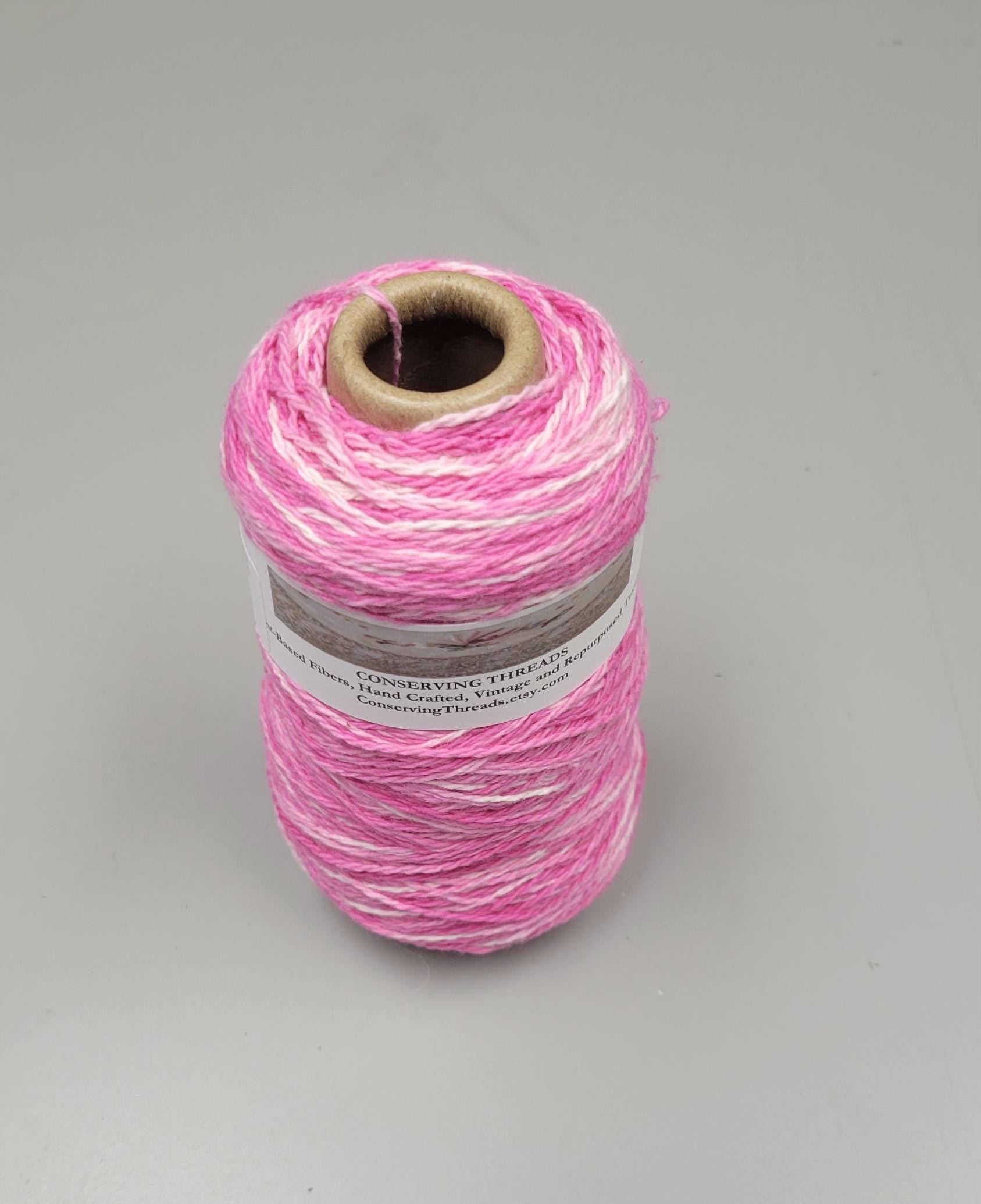 USA Cotton Yarn, Small Batch Dyed Variegated Pink. Fingering Weight. 340 Yards. Cone