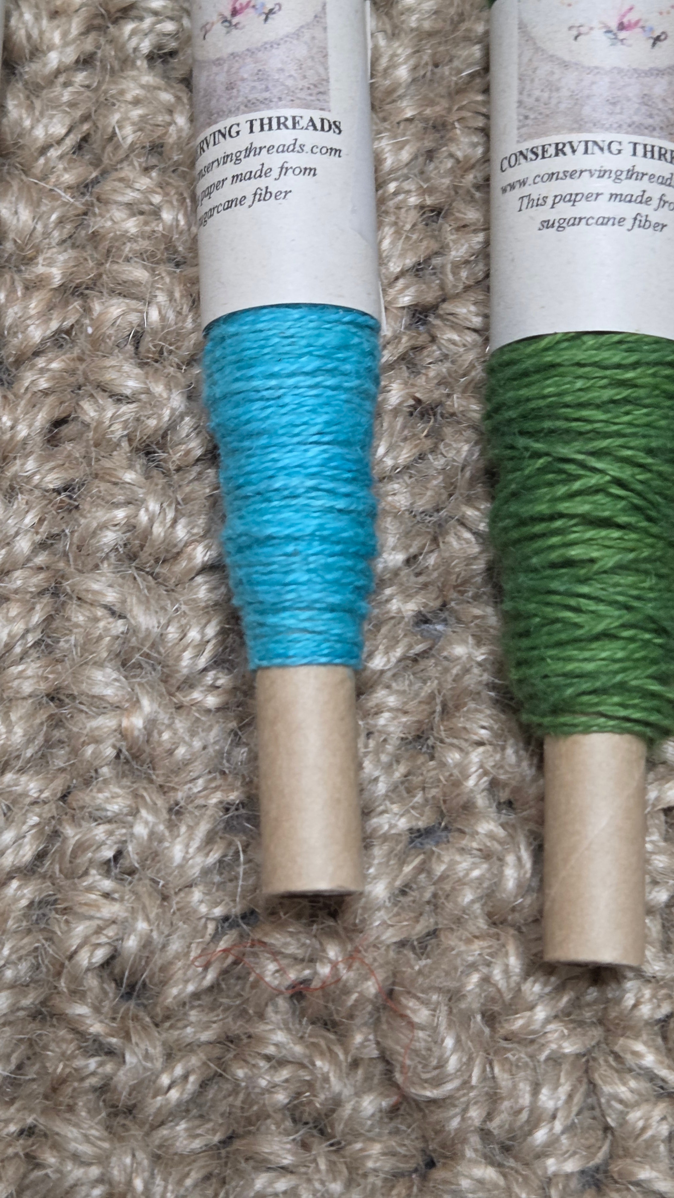 Thread Cotton + Hemp Blend, 25 Yards Spool. Green