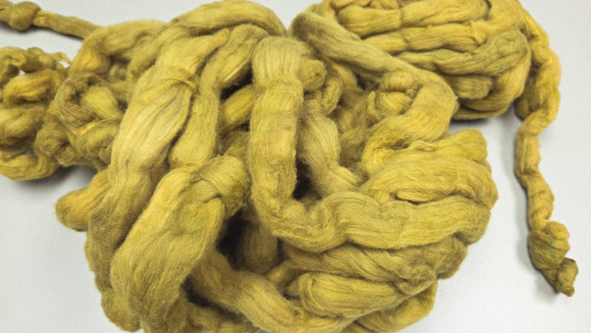 Cotton, 1/2 oz (0.5 ounce) Dyed Conventional Cotton Sliver, Small Batch Studio Dyed (Khaki M)