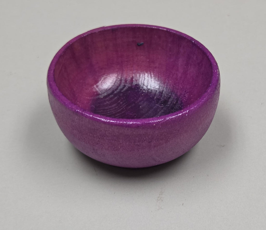 Spin Cotton Fiber Kit. Natural Upland Cotton Sliver. Hand-Painted Wood Support Bowl and Brass Tahkli Spindle. Purple