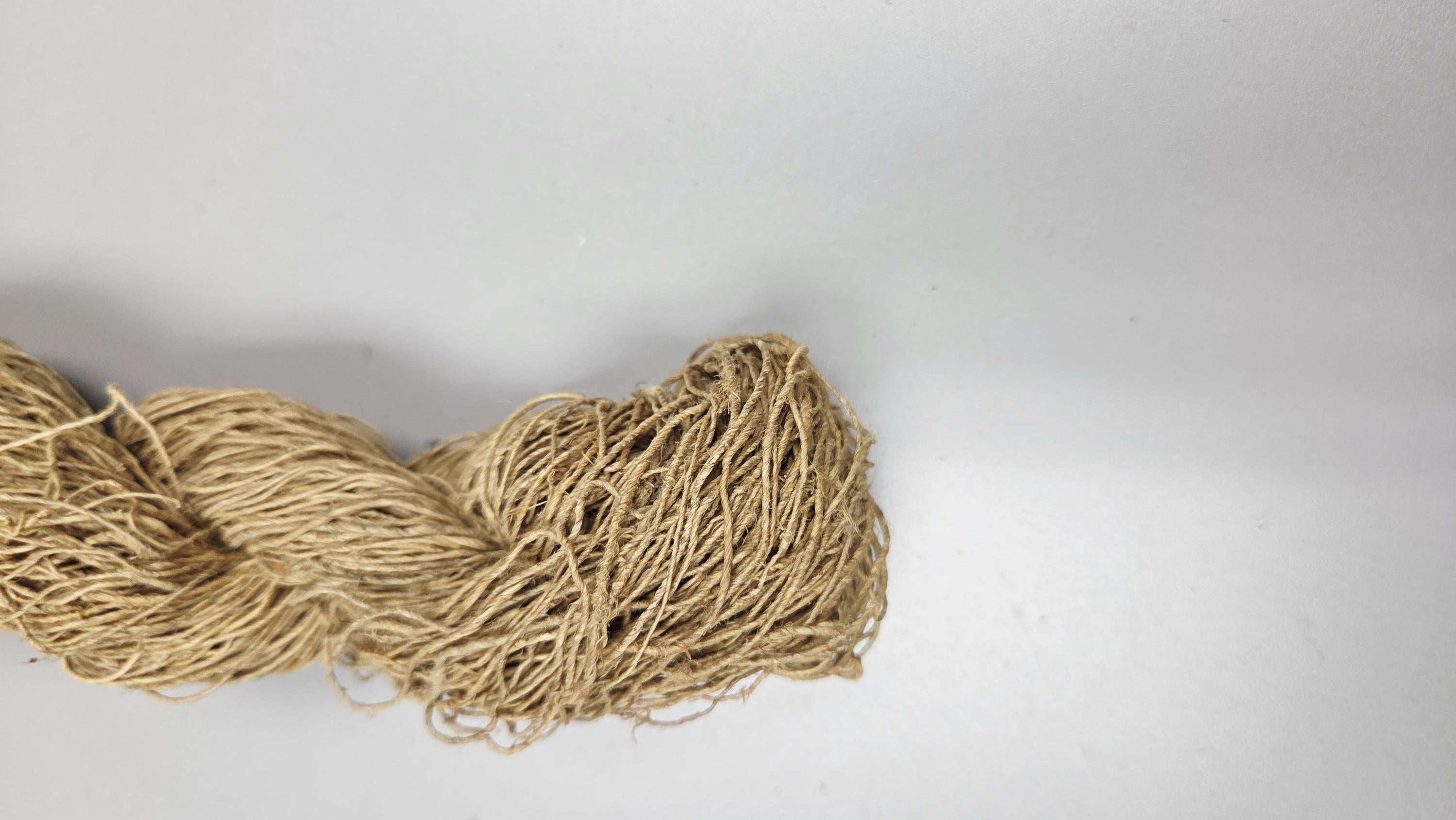Yarn Hemp, 240 Yards, Light Yellow - Osage Orange Dyed. Hand-Spun Skein.