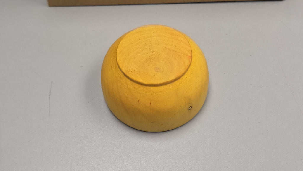 Spin Cotton Fiber Kit. Natural Upland Cotton Sliver. Hand-Painted Wood Support Bowl and Brass Tahkli Spindle. SK24 Yellow