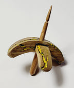 Spindle, Hand-Carved Turkish Style, Reclaimed Mango Wood (Small Yellow Burl)