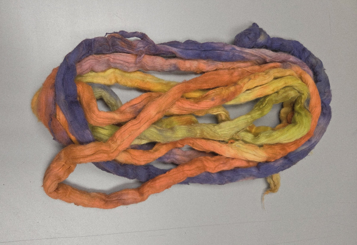 Cotton, 1/2 oz (0.5 ounce) Dyed Conventional Cotton Sliver, Small Batch Studio Dyed (Rainbow)