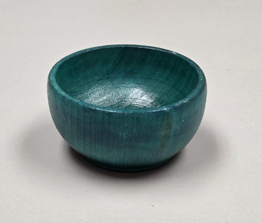Spin Cotton Fiber Kit. Natural Upland Cotton Sliver. Hand-Painted Wood Support Bowl and Brass Tahkli Spindle. Teal