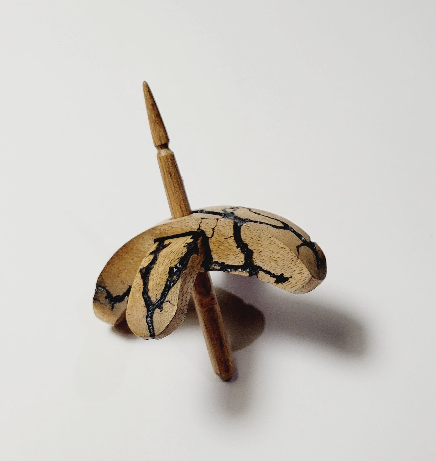 Spindle, Hand-Carved Turkish Style, Reclaimed Mango Wood (Small Black Burl)
