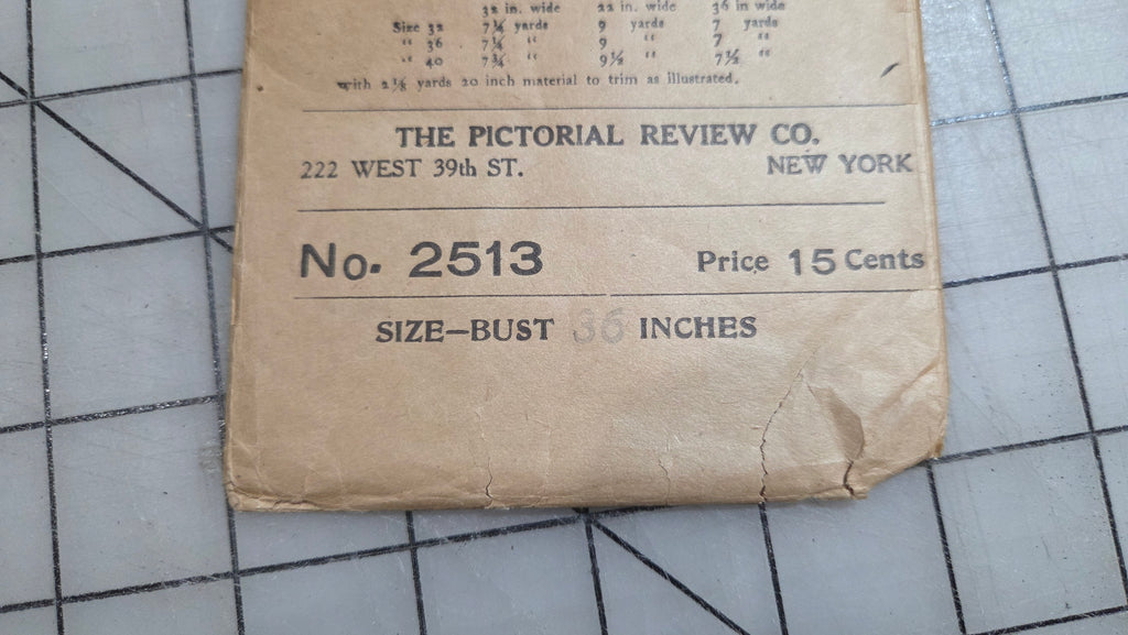 Ladies Long Kimono 2513 Pictorial Review Co Bust 36 Inch Robe 1900's Sew Pattern