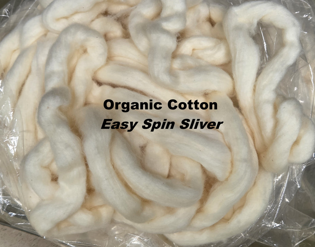 Organic Cotton Easy Spin Sliver, USA Grown Upland Variety
