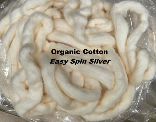 Organic Cotton Easy Spin Sliver, USA Grown Upland Variety