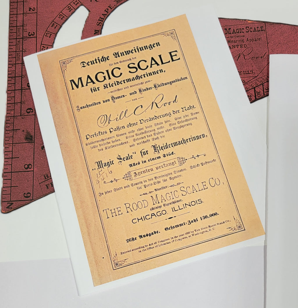 Instructions for Using the Dressmakers' Magic Scale. Will C. Rood. 1880s Dressmaker System. Booklet and Ruler Set