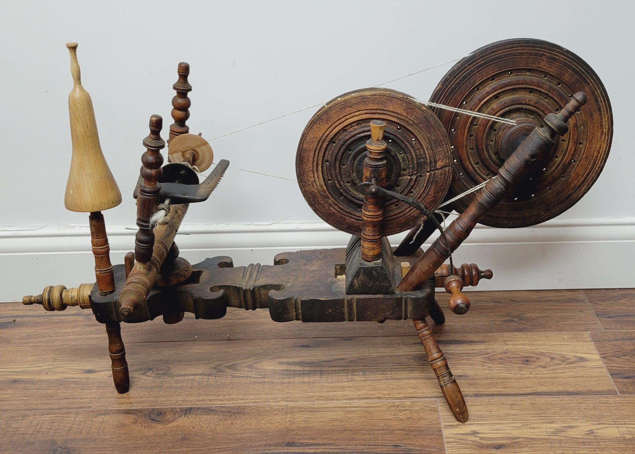 Antique Anatolian Charkha Table Top Spinning Wheel Wood Tool for Cotton