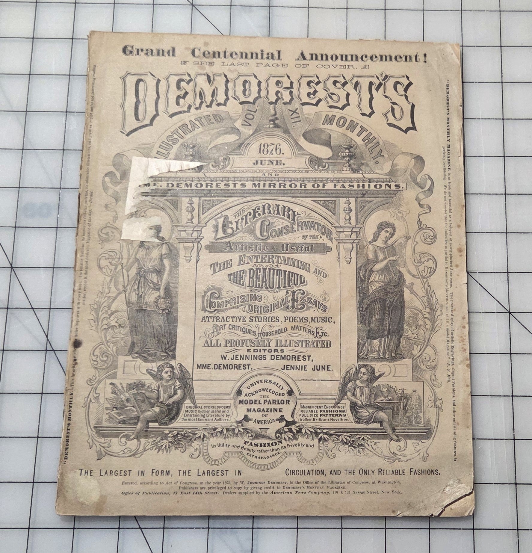 Demorest's Mirror of Fashion 1876 June Stories, Gowns, Painted Plates Original