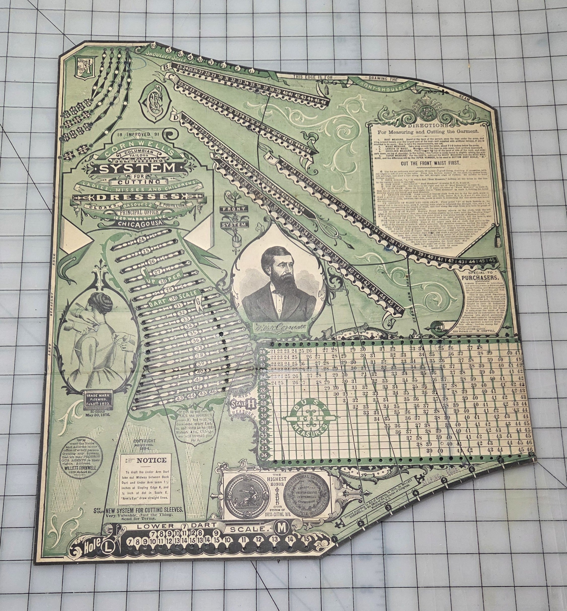 Cornwell’s Self Fitting 1891 Improved Chart Original Pattern Dress Basque Antique