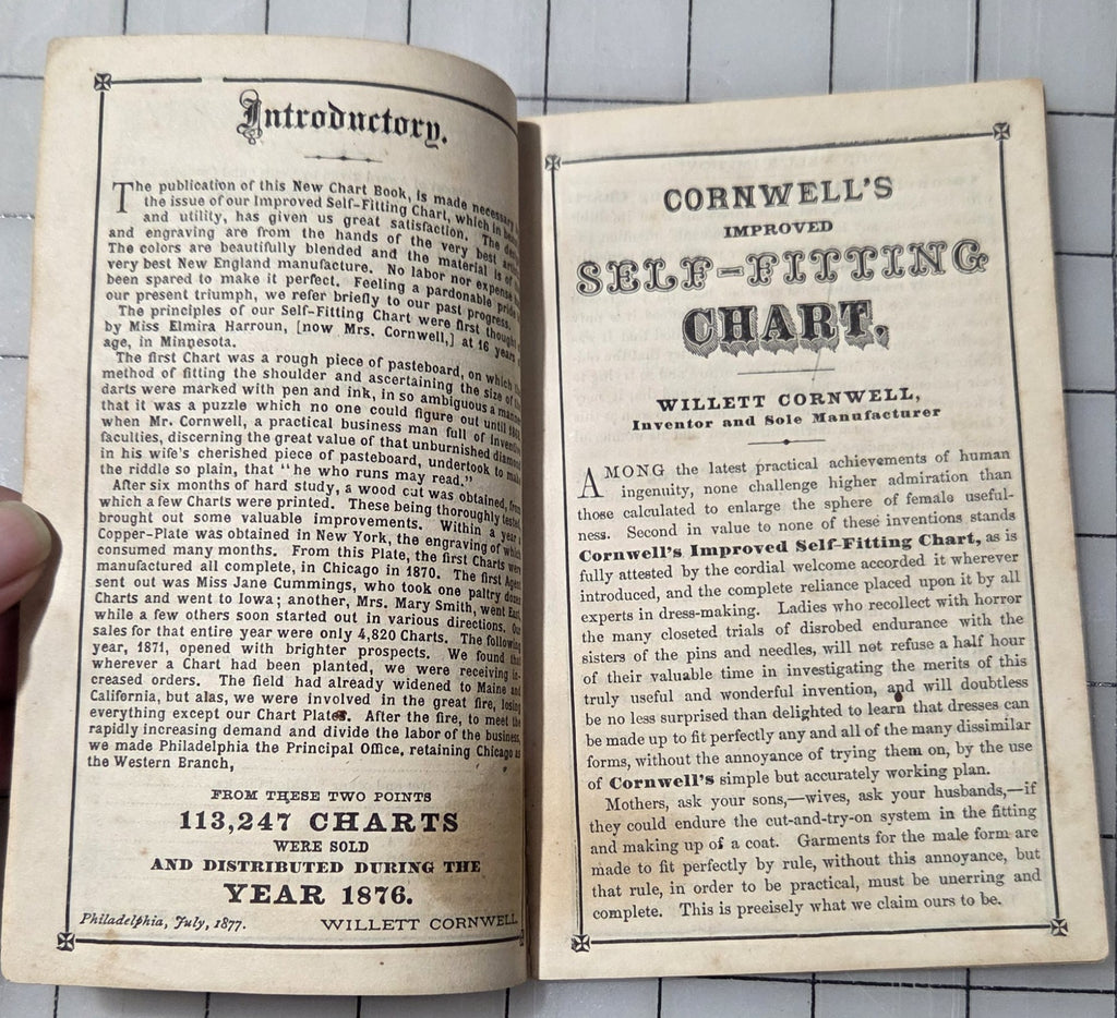 Cornwell’s Dressmaker Chart Booklet Original 1877 Chicago Antique Pattern