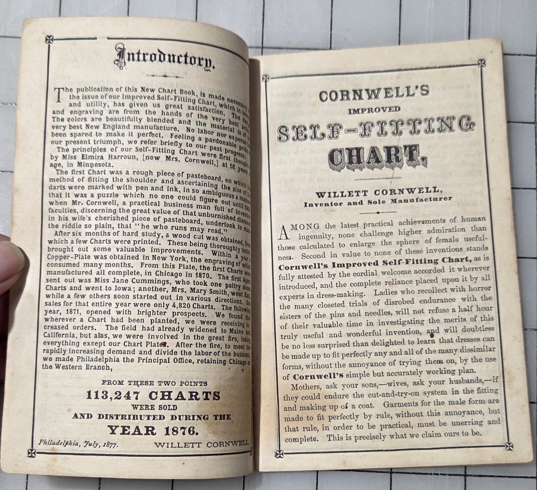 Cornwell’s Dressmaker Chart Booklet Original 1877 Chicago Antique Pattern