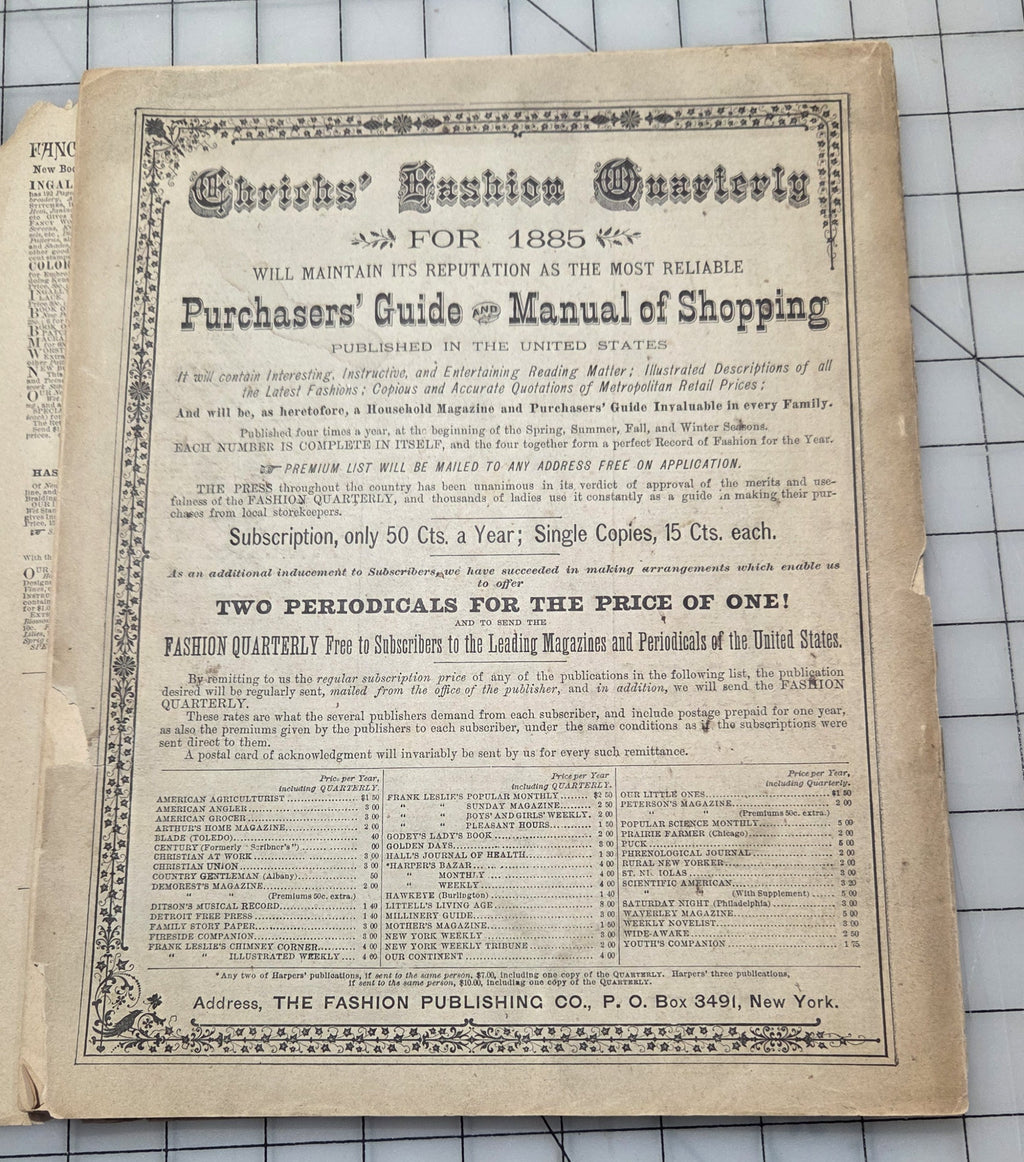 Ehricks Quarterly RARE Spring 1885 New York Women Men Styles Fashion Catalog