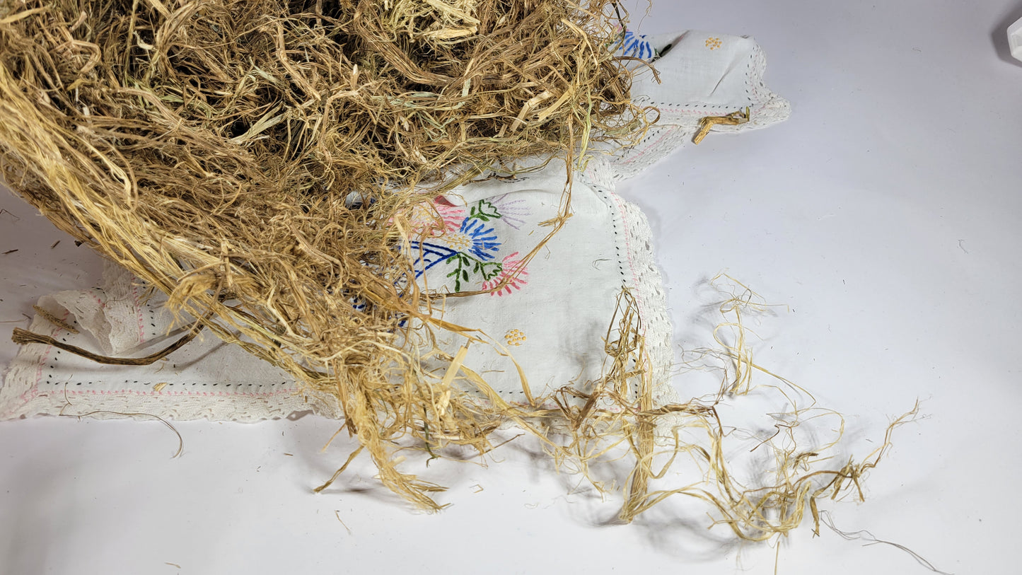 Hemp Fiber Raw UnCombed. USA Grown. 1/2 pound (8 oz). Green Decorticated. Unretted and with Hurd.