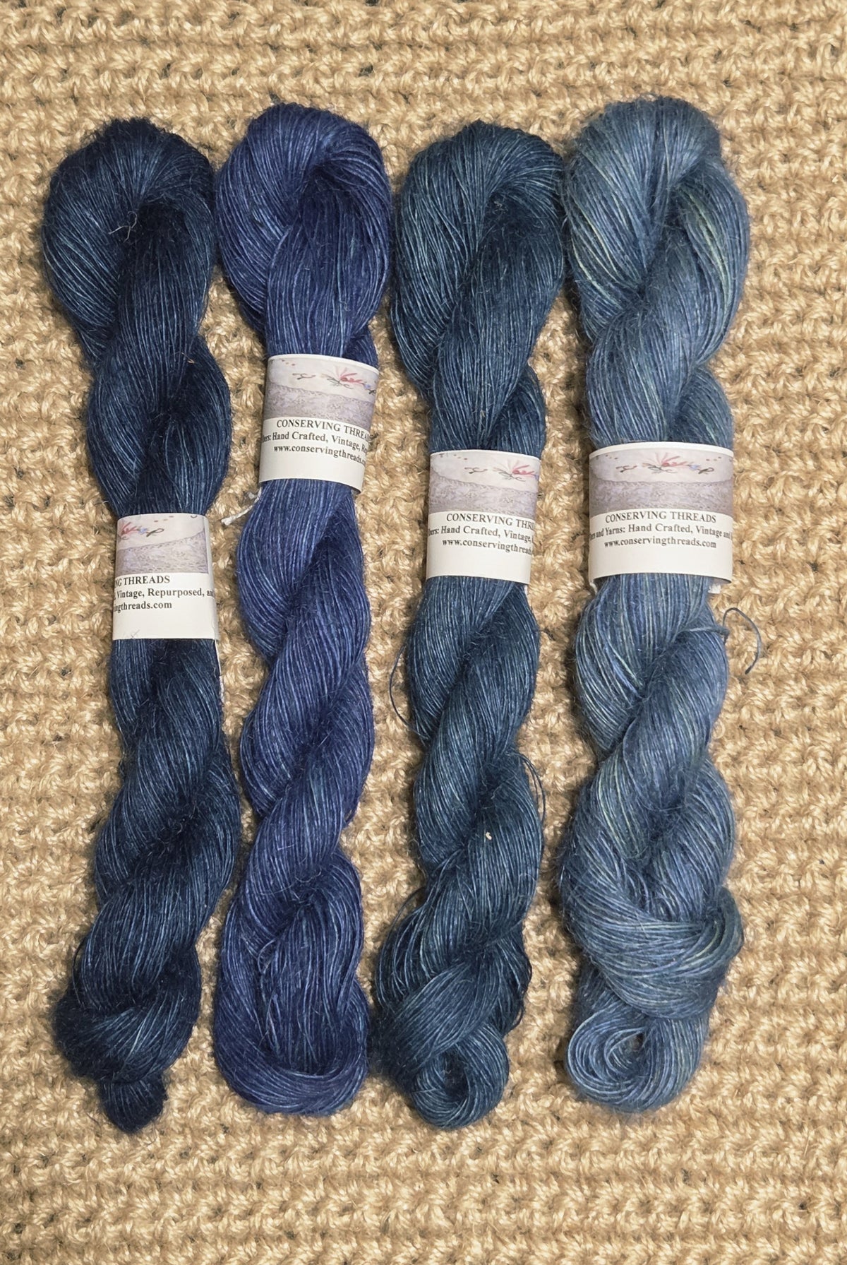 Yarn Jute. Skein. Lace Weight. Small Batch Dyed. 200 Yards. Blue