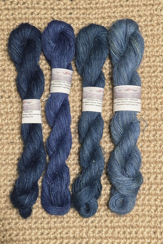 Yarn Jute. Skein. Lace Weight. Small Batch Dyed. 200 Yards. Blue