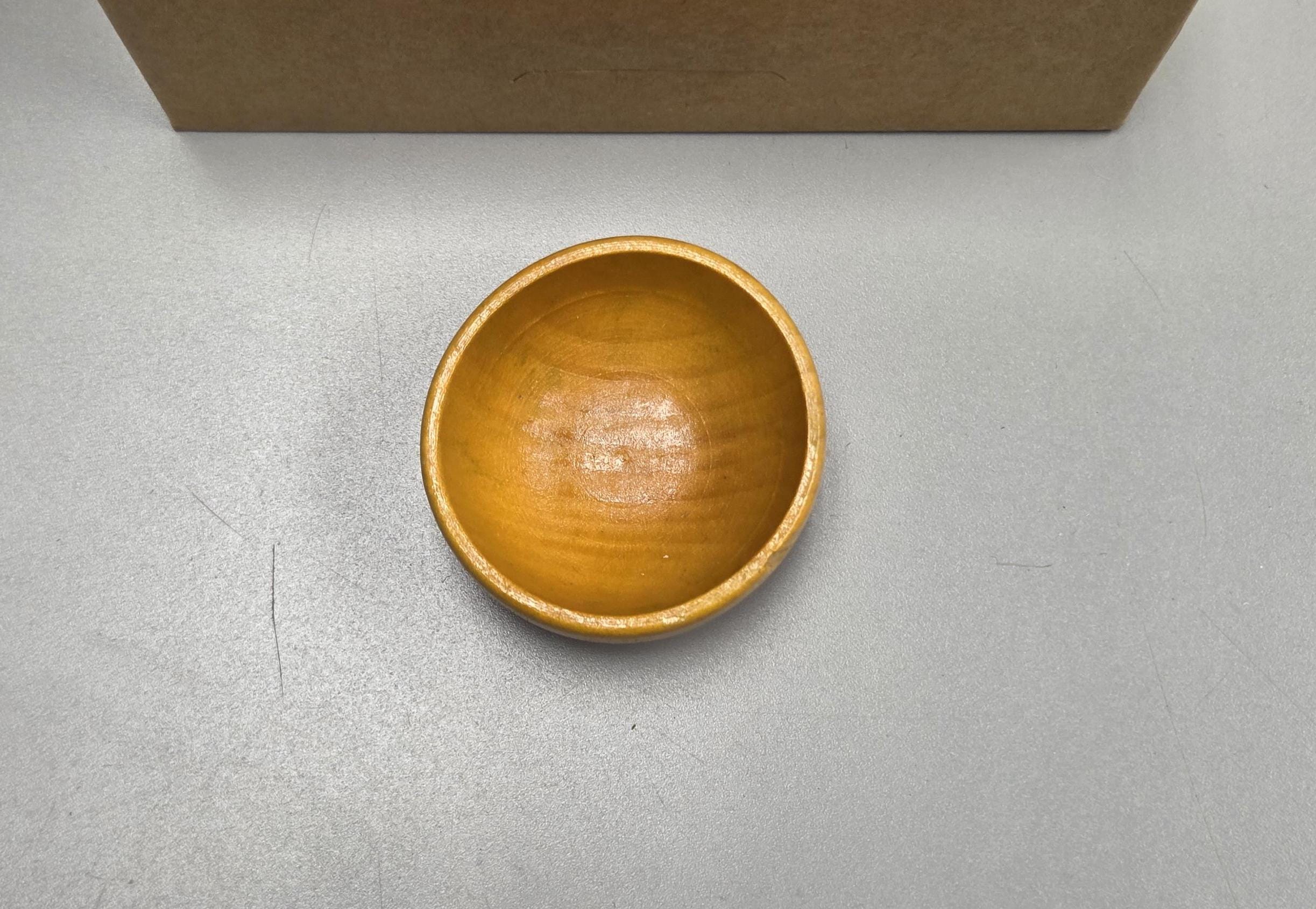 Spin Cotton Fiber Kit. Natural Upland Cotton Sliver. Hand-Painted Wood Support Bowl and Brass Tahkli Spindle. SK12 Yellow