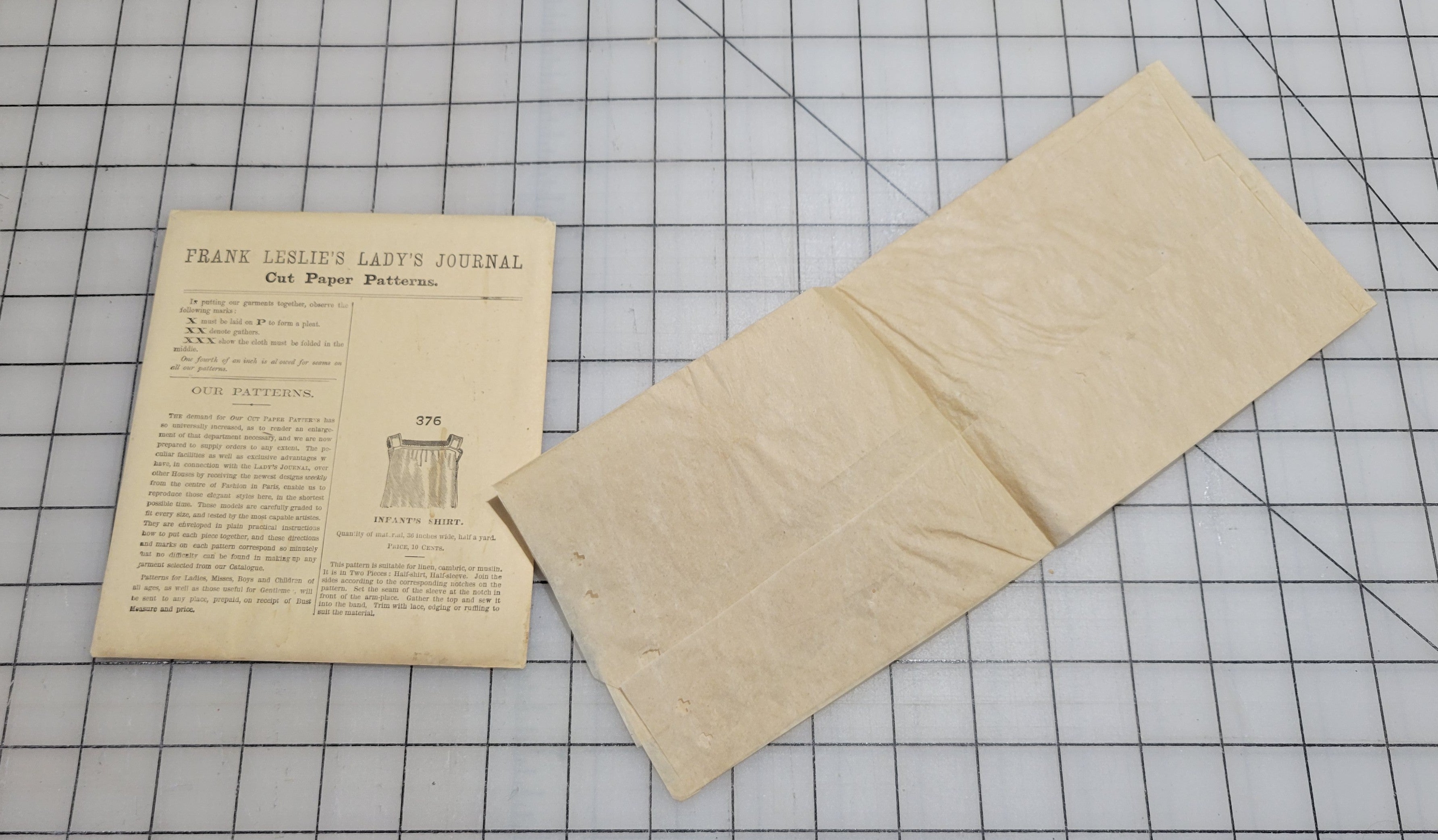 Frank Leslie's Lady's Cut Paper Pattern #376 1870s Infant Shirt