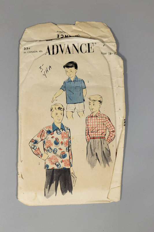 Advance 7104 Pattern, ca 1955. Size 10-12. Boys Pullover Sport Shirt.