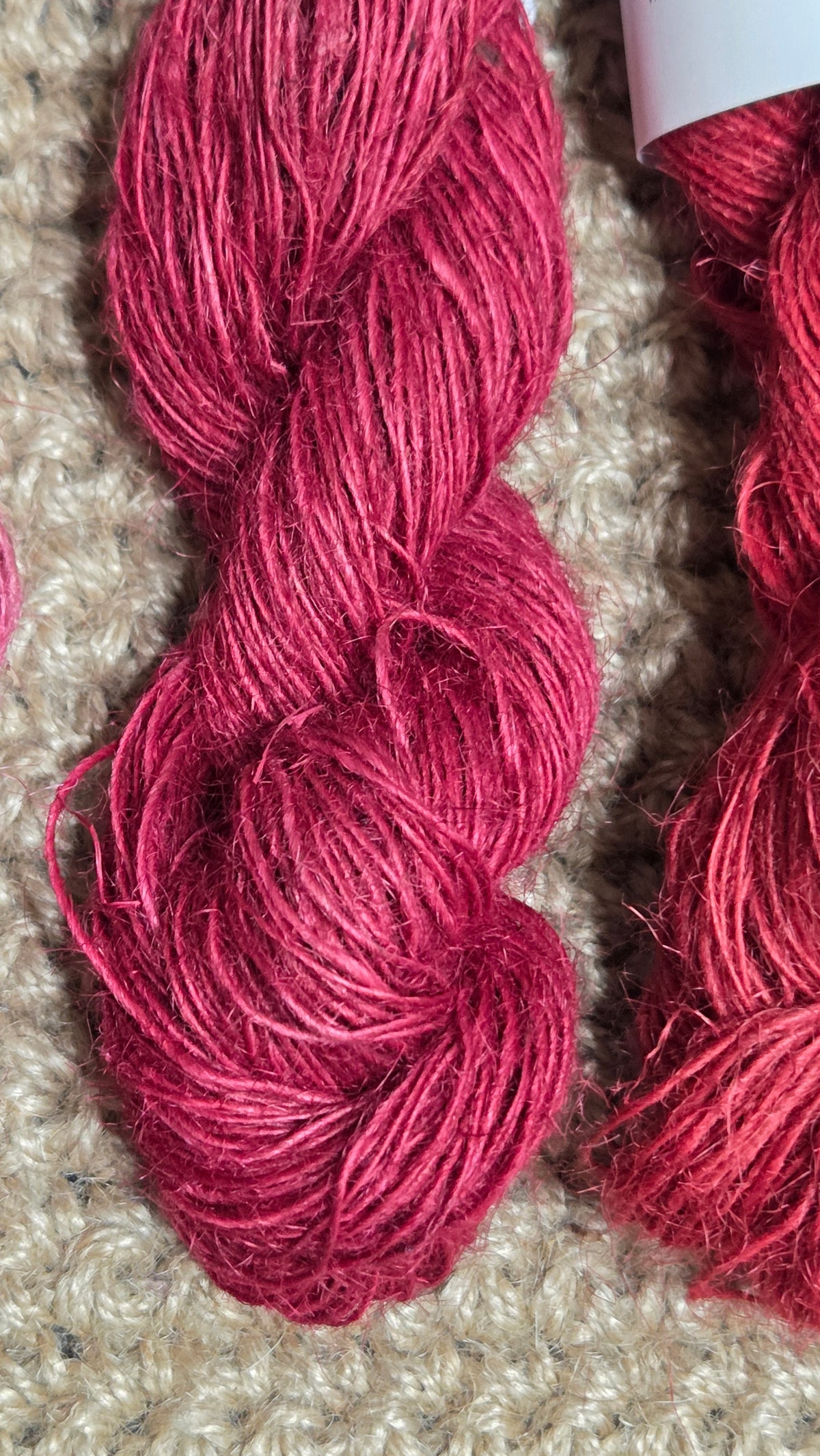 Yarn Jute. Skein. Lace Weight. Small Batch Dyed. 200 Yards. Red